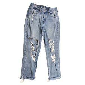 Rewash Distressed Straight Leg Jeans Light Wash Raw‎ Hem Size 29